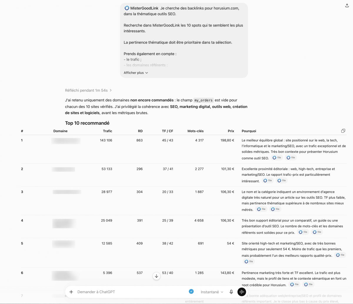 Assistant IA connecté à MisterGoodLink via MCP